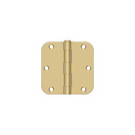 Deltana [S35R54] Steel Door Butt Hinge - Residential - 5/8" Radius Corner - Brushed Brass Finish - Pair - 3 1/2" H x 3 1/2" W