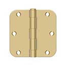 Deltana [S35R54] Steel Door Butt Hinge - Residential - 5/8&quot; Radius Corner - Brushed Brass Finish - Pair - 3 1/2&quot; H x 3 1/2&quot; W