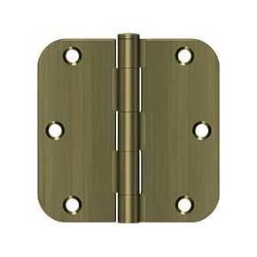Deltana [S35R55] Steel Door Butt Hinge - Residential - 5/8" Radius Corner - Antique Brass Finish - Pair - 3 1/2" H x 3 1/2" W
