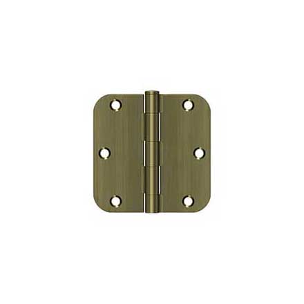 Deltana [S35R55] Steel Door Butt Hinge - Residential - 5/8&quot; Radius Corner - Antique Brass Finish - Pair - 3 1/2&quot; H x 3 1/2&quot; W