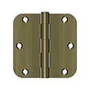 Deltana [S35R55] Steel Door Butt Hinge - Residential - 5/8" Radius Corner - Antique Brass Finish - Pair - 3 1/2" H x 3 1/2" W