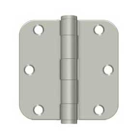 Deltana [S35R5HD15] Steel Door Butt Hinge - Residential - Heavy Duty - 5/8" Radius Corner - Brushed Nickel Finish - Pair - 3 1/2" H x 3 1/2" W