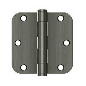 Deltana [S35R5HD15A] Steel Door Butt Hinge - Residential - Heavy Duty - 5/8" Radius Corner - Antique Nickel Finish - Pair - 3 1/2" H x 3 1/2" W
