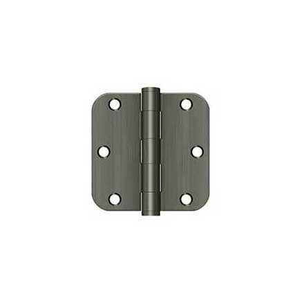 Deltana [S35R5HD15A] Steel Door Butt Hinge - Residential - Heavy Duty - 5/8&quot; Radius Corner - Antique Nickel Finish - Pair - 3 1/2&quot; H x 3 1/2&quot; W