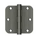 Deltana [S35R5HD15A] Steel Door Butt Hinge - Residential - Heavy Duty - 5/8&quot; Radius Corner - Antique Nickel Finish - Pair - 3 1/2&quot; H x 3 1/2&quot; W