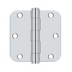 Deltana [S35R5HD26] Steel Door Butt Hinge - Residential - Heavy Duty - 5/8&quot; Radius Corner - Polished Chrome Finish - Pair - 3 1/2&quot; H x 3 1/2&quot; W