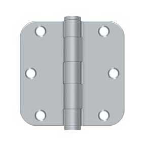 Deltana [S35R5HD26D] Steel Door Butt Hinge - Residential - Heavy Duty - 5/8" Radius Corner - Brushed Chrome Finish - Pair - 3 1/2" H x 3 1/2" W