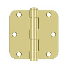 Deltana [S35R5HD3] Steel Door Butt Hinge - Residential - Heavy Duty - 5/8" Radius Corner - Polished Brass Finish - Pair - 3 1/2" H x 3 1/2" W