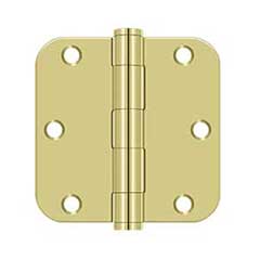 Deltana [S35R5HD3] Steel Door Butt Hinge - Residential - Heavy Duty - 5/8&quot; Radius Corner - Polished Brass Finish - Pair - 3 1/2&quot; H x 3 1/2&quot; W