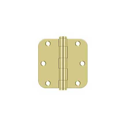 Deltana [S35R5HD3] Steel Door Butt Hinge - Residential - Heavy Duty - 5/8&quot; Radius Corner - Polished Brass Finish - Pair - 3 1/2&quot; H x 3 1/2&quot; W