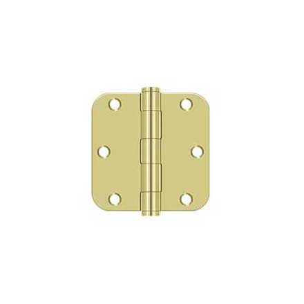 Deltana [S35R5HD3] Steel Door Butt Hinge - Residential - Heavy Duty - 5/8&quot; Radius Corner - Polished Brass Finish - Pair - 3 1/2&quot; H x 3 1/2&quot; W