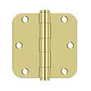 Deltana [S35R5HD3] Steel Door Butt Hinge - Residential - Heavy Duty - 5/8&quot; Radius Corner - Polished Brass Finish - Pair - 3 1/2&quot; H x 3 1/2&quot; W