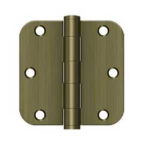 Deltana [S35R5HD5] Steel Door Butt Hinge - Residential - Heavy Duty - 5/8" Radius Corner - Antique Brass Finish - Pair - 3 1/2" H x 3 1/2" W