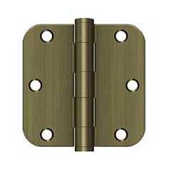 Deltana [S35R5HD5] Steel Door Butt Hinge - Residential - Heavy Duty - 5/8&quot; Radius Corner - Antique Brass Finish - Pair - 3 1/2&quot; H x 3 1/2&quot; W