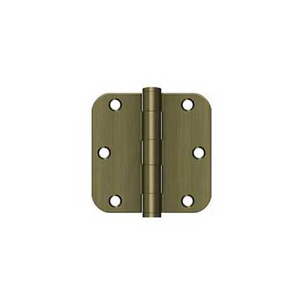 Deltana [S35R5HD5] Steel Door Butt Hinge - Residential - Heavy Duty - 5/8&quot; Radius Corner - Antique Brass Finish - Pair - 3 1/2&quot; H x 3 1/2&quot; W