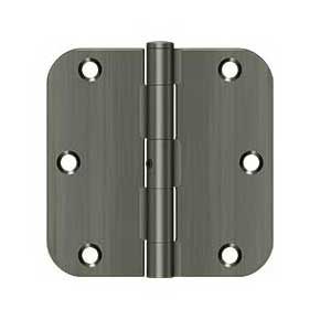 Deltana [S35R5N15A] Steel Door Butt Hinge - Residential - 5/8" Radius Corner - Non-Removable Pin - Antique Nickel Finish - Pair - 3 1/2" H x 3 1/2" W