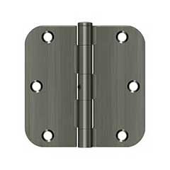 Deltana [S35R5N15A] Steel Door Butt Hinge - Residential - 5/8&quot; Radius Corner - Non-Removable Pin - Antique Nickel Finish - Pair - 3 1/2&quot; H x 3 1/2&quot; W