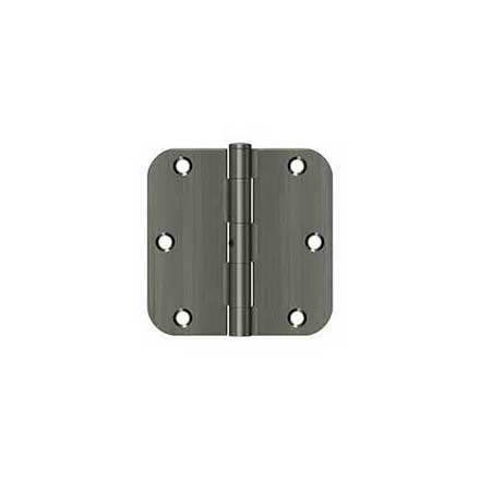 Deltana [S35R5N15A] Steel Door Butt Hinge - Residential - 5/8" Radius Corner - Non-Removable Pin - Antique Nickel Finish - Pair - 3 1/2" H x 3 1/2" W