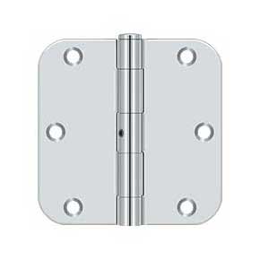 Deltana [S35R5N26] Steel Door Butt Hinge - Residential - 5/8" Radius Corner - Non-Removable Pin - Polished Chrome Finish - Pair - 3 1/2" H x 3 1/2" W