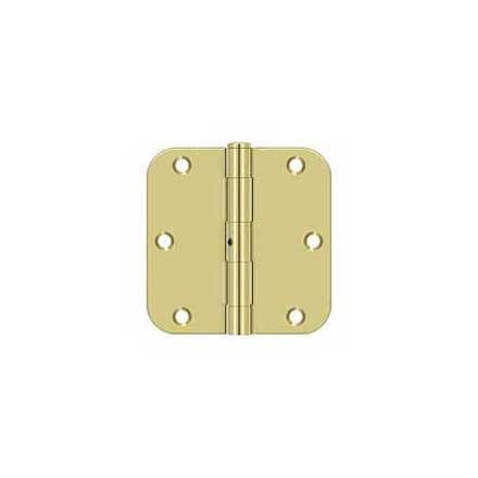 Deltana [S35R5N3] Steel Door Butt Hinge - Residential - 5/8&quot; Radius Corner - Non-Removable Pin - Polished Brass Finish - Pair - 3 1/2&quot; H x 3 1/2&quot; W