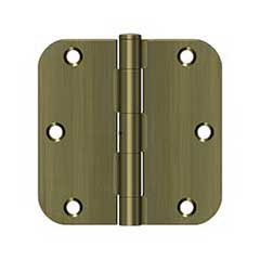 Deltana [S35R5N5] Steel Door Butt Hinge - Residential - 5/8&quot; Radius Corner - Non-Removable Pin - Antique Brass Finish - Pair - 3 1/2&quot; H x 3 1/2&quot; W