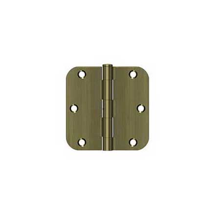 Deltana [S35R5N5] Steel Door Butt Hinge - Residential - 5/8&quot; Radius Corner - Non-Removable Pin - Antique Brass Finish - Pair - 3 1/2&quot; H x 3 1/2&quot; W