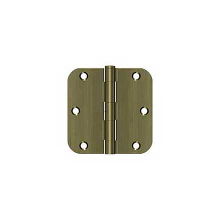 Deltana [S35R5N5] Steel Door Butt Hinge - Residential - 5/8&quot; Radius Corner - Non-Removable Pin - Antique Brass Finish - Pair - 3 1/2&quot; H x 3 1/2&quot; W