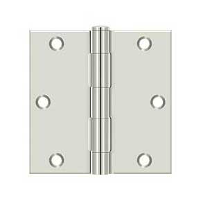 Deltana [S35U14-R] Steel Door Butt Hinge - Residential - Square Corner - Polished Nickel Finish - Pair - 3 1/2" H x 3 1/2" W