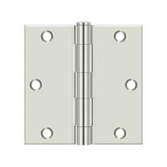 Deltana [S35U14-R] Steel Door Butt Hinge - Residential - Square Corner - Polished Nickel Finish - Pair - 3 1/2&quot; H x 3 1/2&quot; W