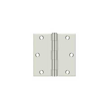 Deltana [S35U14-R] Steel Door Butt Hinge - Residential - Square Corner - Polished Nickel Finish - Pair - 3 1/2&quot; H x 3 1/2&quot; W