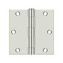 Deltana [S35U14-R] Steel Door Butt Hinge - Residential - Square Corner - Polished Nickel Finish - Pair - 3 1/2&quot; H x 3 1/2&quot; W
