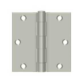 Deltana [S35U15-R] Steel Door Butt Hinge - Residential - Square Corner - Brushed Nickel Finish - Pair - 3 1/2" H x 3 1/2" W