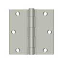 Deltana [S35U15-R] Steel Door Butt Hinge - Residential - Square Corner - Brushed Nickel Finish - Pair - 3 1/2" H x 3 1/2" W