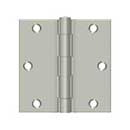Deltana [S35U15-R] Steel Door Butt Hinge - Residential - Square Corner - Brushed Nickel Finish - Pair - 3 1/2&quot; H x 3 1/2&quot; W
