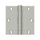 Deltana [S35U15-R] Steel Door Butt Hinge - Residential - Square Corner - Brushed Nickel Finish - Pair - 3 1/2&quot; H x 3 1/2&quot; W