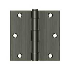 Deltana [S35U15A-R] Steel Door Butt Hinge - Residential - Square Corner - Antique Nickel Finish - Pair - 3 1/2" H x 3 1/2" W