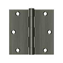Deltana [S35U15A-R] Steel Door Butt Hinge - Residential - Square Corner - Antique Nickel Finish - Pair - 3 1/2&quot; H x 3 1/2&quot; W