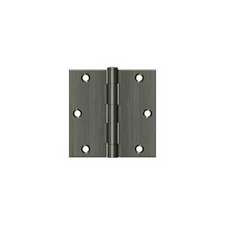 Deltana [S35U15A-R] Steel Door Butt Hinge - Residential - Square Corner - Antique Nickel Finish - Pair - 3 1/2" H x 3 1/2" W