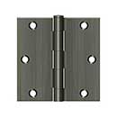 Deltana [S35U15A-R] Steel Door Butt Hinge - Residential - Square Corner - Antique Nickel Finish - Pair - 3 1/2&quot; H x 3 1/2&quot; W
