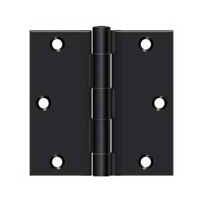 Deltana [S35U1B-R] Steel Door Butt Hinge - Residential - Square Corner - Paint Black Finish - Pair - 3 1/2" H x 3 1/2" W