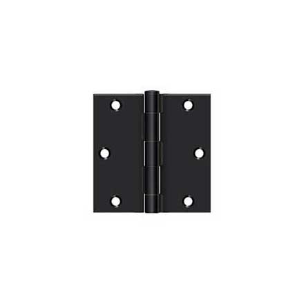 Deltana [S35U1B-R] Steel Door Butt Hinge - Residential - Square Corner - Paint Black Finish - Pair - 3 1/2&quot; H x 3 1/2&quot; W