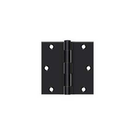 Deltana [S35U1B-R] Steel Door Butt Hinge - Residential - Square Corner - Paint Black Finish - Pair - 3 1/2&quot; H x 3 1/2&quot; W