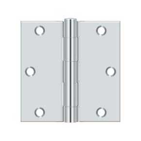 Deltana [S35U26-R] Steel Door Butt Hinge - Residential - Square Corner - Polished Chrome Finish - Pair - 3 1/2" H x 3 1/2" W