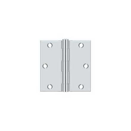 Deltana [S35U26-R] Steel Door Butt Hinge - Residential - Square Corner - Polished Chrome Finish - Pair - 3 1/2&quot; H x 3 1/2&quot; W