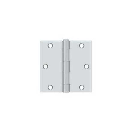 Deltana [S35U26-R] Steel Door Butt Hinge - Residential - Square Corner - Polished Chrome Finish - Pair - 3 1/2&quot; H x 3 1/2&quot; W