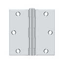 Deltana [S35U26-R] Steel Door Butt Hinge - Residential - Square Corner - Polished Chrome Finish - Pair - 3 1/2&quot; H x 3 1/2&quot; W