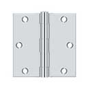 Deltana [S35U26-R] Steel Door Butt Hinge - Residential - Square Corner - Polished Chrome Finish - Pair - 3 1/2&quot; H x 3 1/2&quot; W