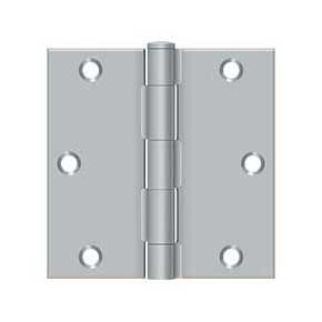 Deltana [S35U26D-R] Steel Door Butt Hinge - Residential - Square Corner - Brushed Chrome Finish - Pair - 3 1/2" H x 3 1/2" W