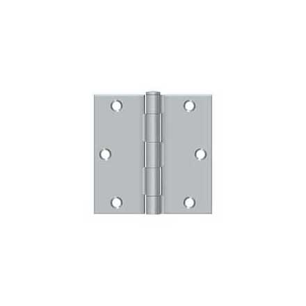 Deltana [S35U26D-R] Steel Door Butt Hinge - Residential - Square Corner - Brushed Chrome Finish - Pair - 3 1/2&quot; H x 3 1/2&quot; W