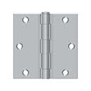 Deltana [S35U26D-R] Steel Door Butt Hinge - Residential - Square Corner - Brushed Chrome Finish - Pair - 3 1/2&quot; H x 3 1/2&quot; W